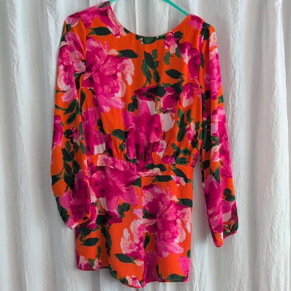 Lulu's Pink and Orange Floral Blouse